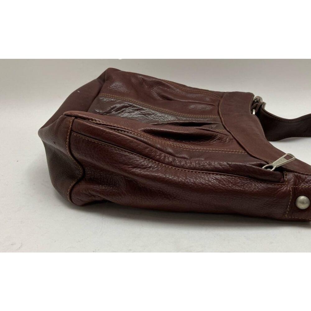 CORONADO EUC DARK RED LEATHER PLEATED HOBO BAG - Picture 5 of 7